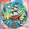 2D flat 20*20cm 1pc Retro Cartoon sailboat&anchor patterns wall art ornament, rustic Nautical theme decoration for Bedroom, sailboat, beach houses a