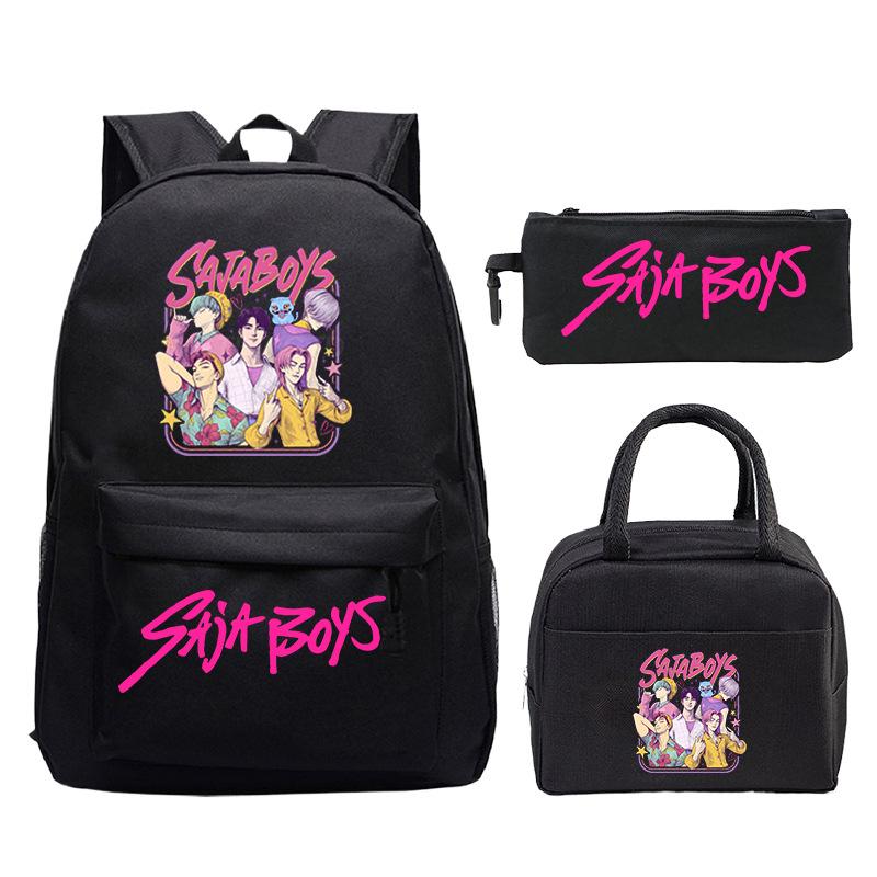 Demon Hunters Printed Children's Backpack Three-piece Campus Fashion Primary and Secondary School Students Large Capacity School Bag