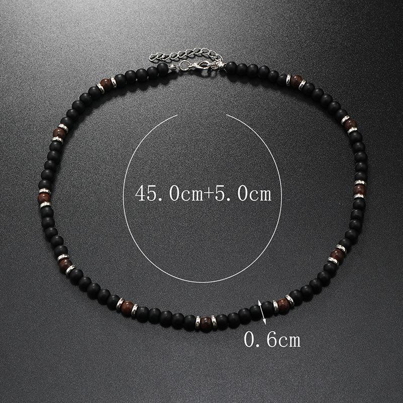 New Bohemian Men's Beaded Necklace Tiger Stone Natural Stone Fashion Trend Design Minimalist Necklace Commemorative Gift