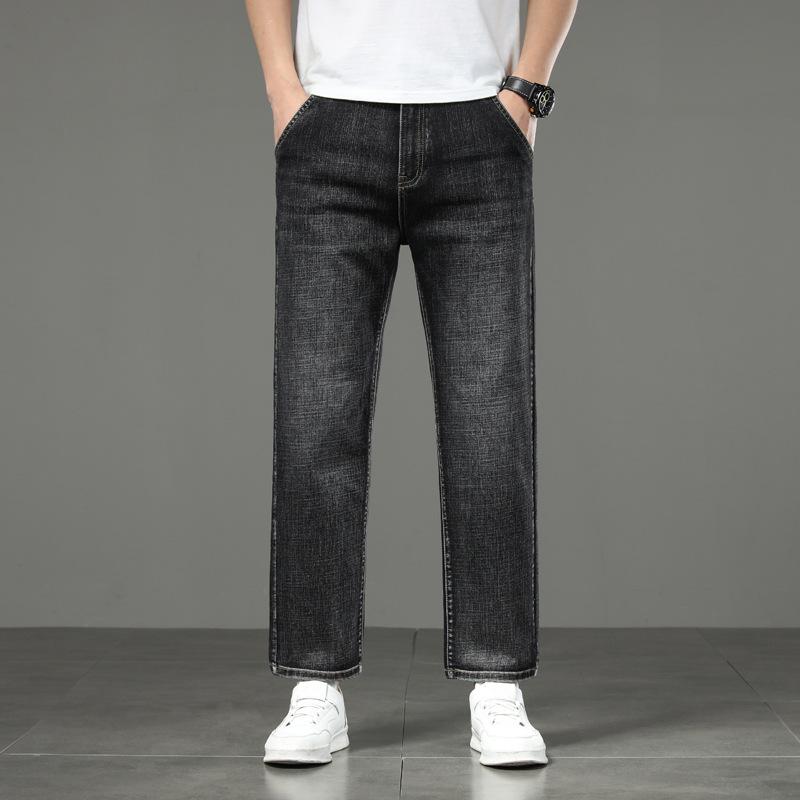 

Джинсы мужские больших размеров прямого кроя стрейч в деловом стиле, свободные повседневные брюки, укороченные брюки облегающего кроя 44