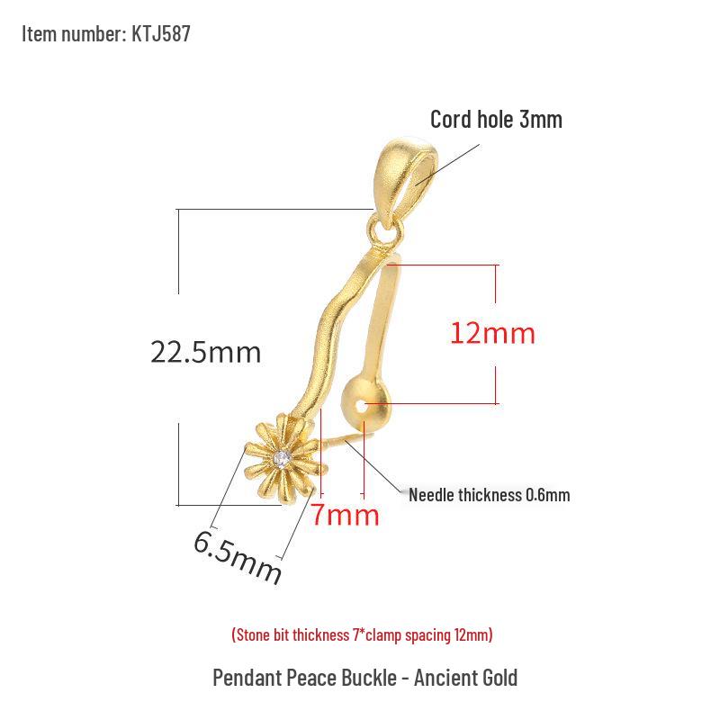 

Sterling Silver S925 Safety Clasp for DIY Necklace with Amber or Jade Pendant античний золотий колір