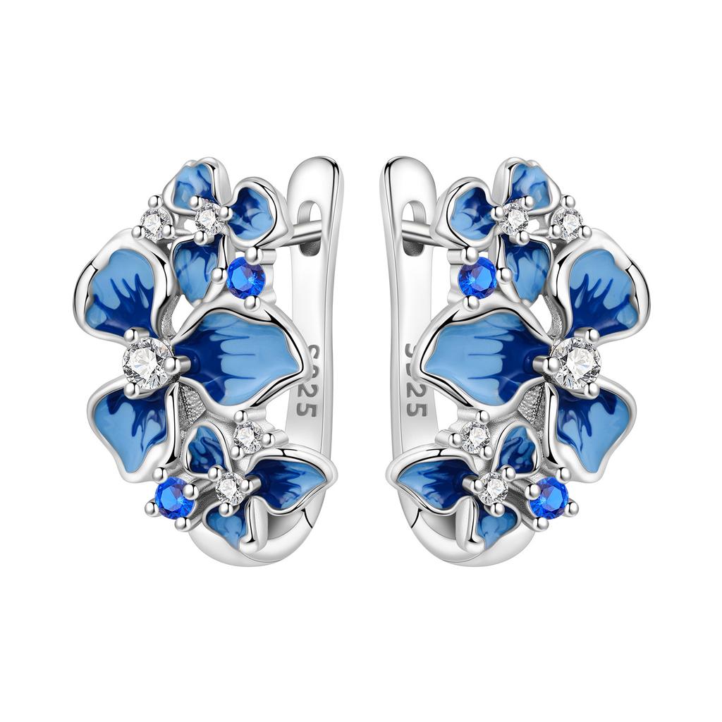 Orstarry 925 Silber Blauer Zirkon Sternenhimmel Ohrring Original Schmuck Creolen Damen Schmuck Party Trendige Geschenke