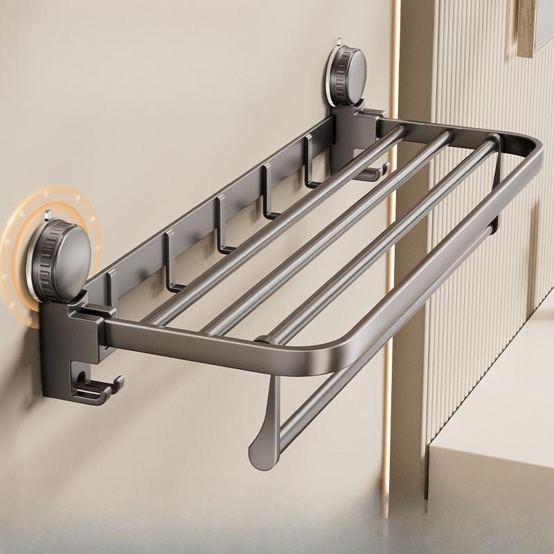 Suction cup towel rack bathroom towel storage rack bathroom hanging pole hook rack suction cup type no punching required
