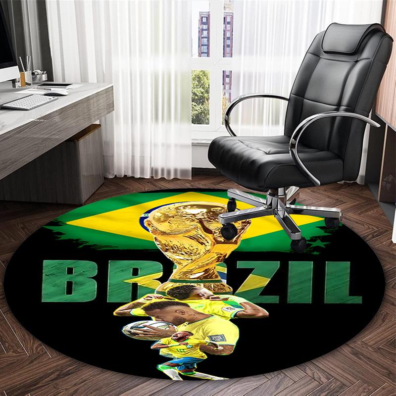 1pc Neymar8 Carpet, Round Rug, Comfortable, Suitable for Entryways, Living Rooms, Office, And Bedrooms, Christmas Decoration