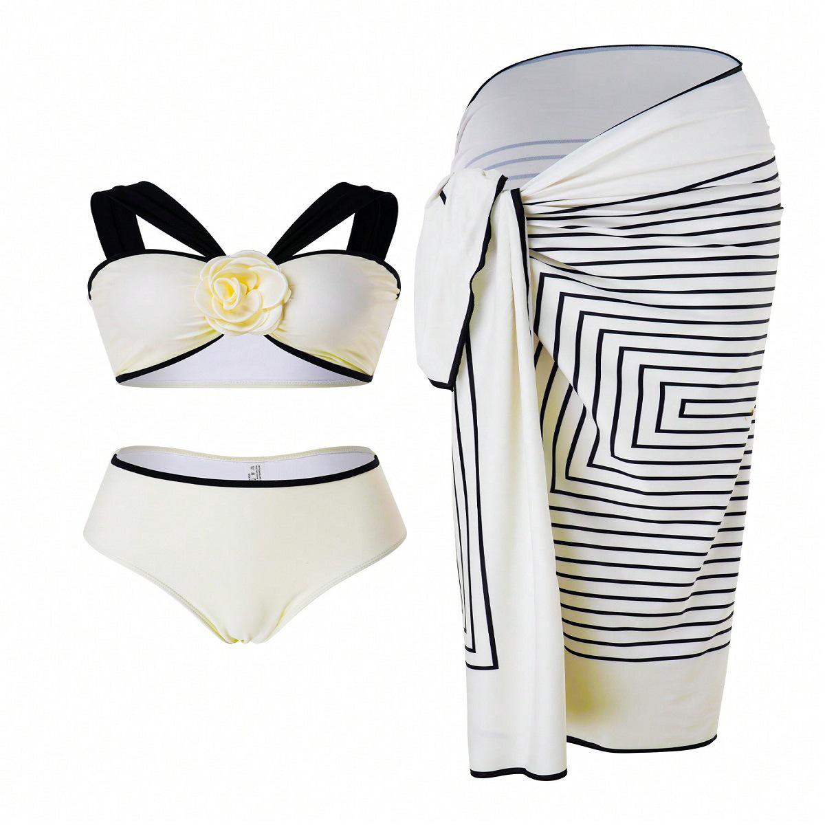 

Черно-белый летний купальник-халтер - Элегантный и простой дизайн Large серый