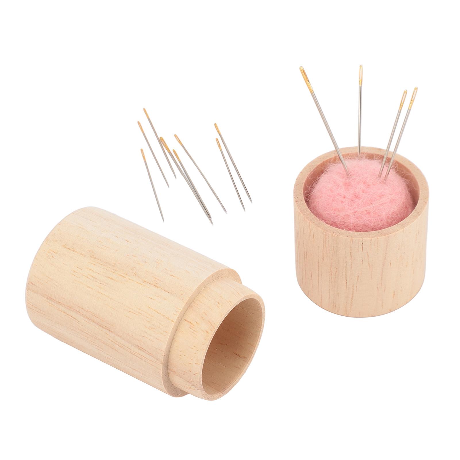 

Pin Cushion Wooden Sewing Needle Holder Large Capacity Multifunction Portable Needle Pin Cushion with Embroidery Needles рожевий