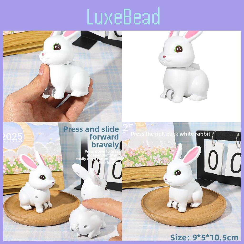 Little Toy Childrens White Rabbit Inertia Press Rebound Force Animal Cartoon Car
