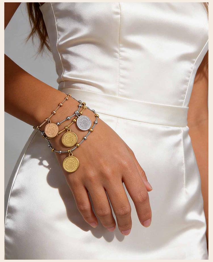 Edelstahl St. Benediktusmedaille Perlenkettenarmband Vergoldet Religiöses Kreuz Katholischer Schmuck Anlaufgeschützt Taufe Geschenk