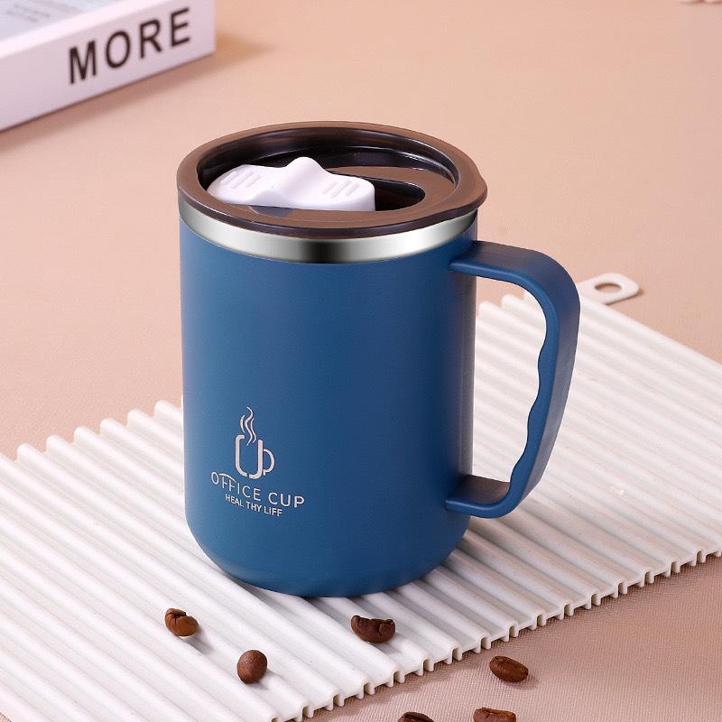 304 Stainless Steel Double-Layer Thermos Cup Office Coffee Cup With Handle Tea Cup Gift