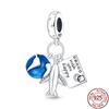 Copper Fashion Travel Airplane Luggage ThreePiece Set Charm Bead Charms Ideal For Women Authentic Bracelets Pendant Do It Yourself Jewellery