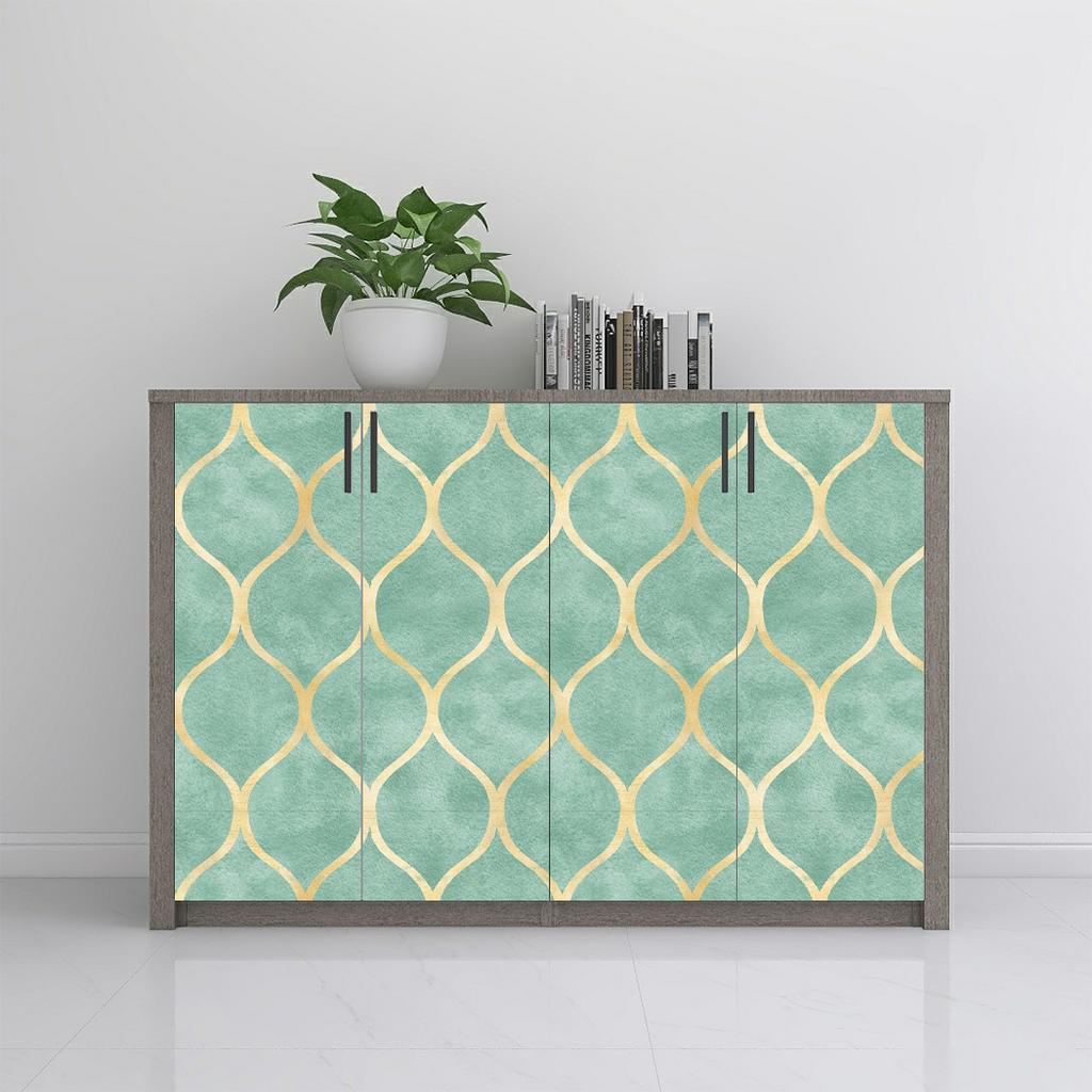Modern Green Gold Peel and Stick Wallpaper Geometric Nordic Self Adhesive Wallpaper Removable Contact Paper for Living Room