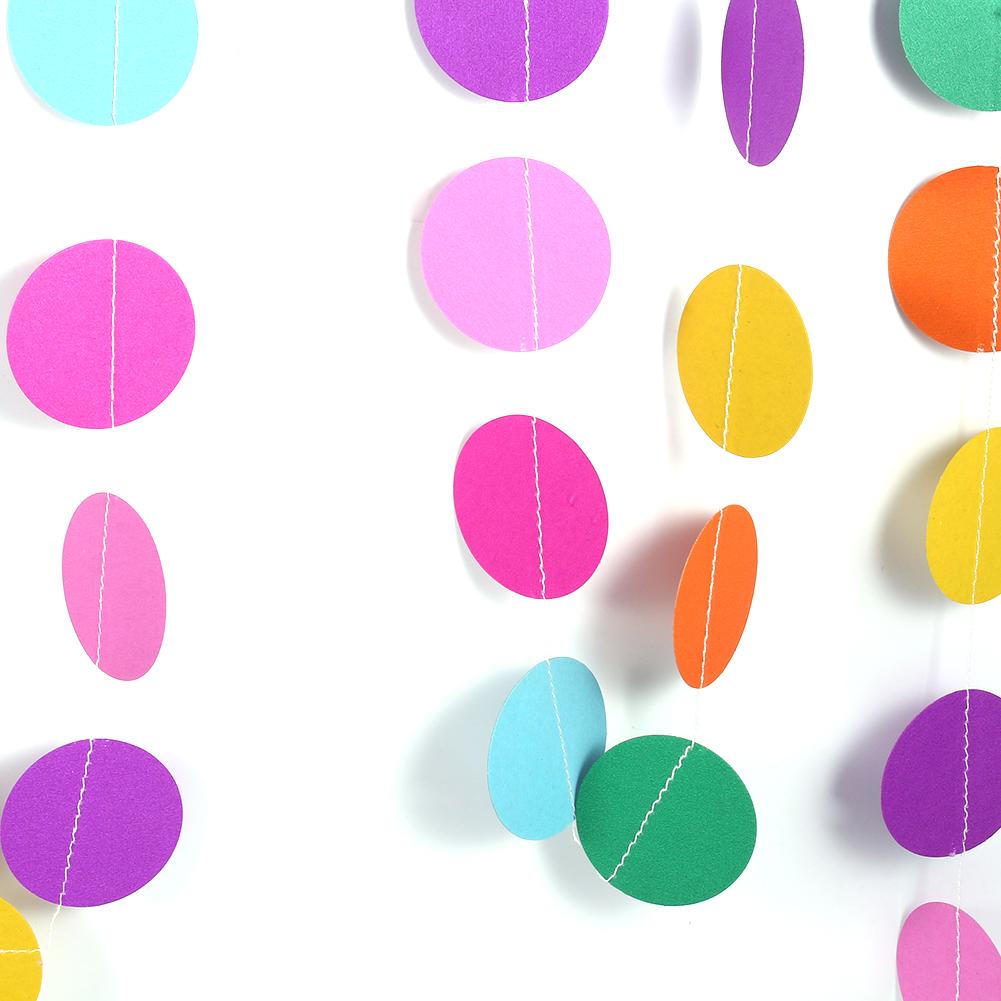 

4M Long Paper Circle Dots Hanging Decoration String Party Garland Rainbow Color(Seven Colors)