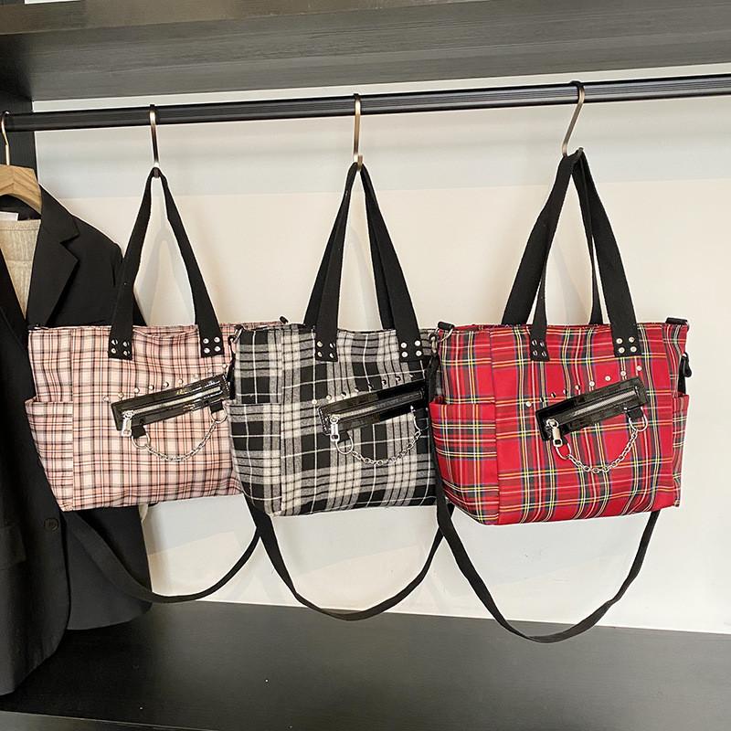 Pu Grid Modern Bag Stitching Internal Slots Work Weekend Outings Travel Bags