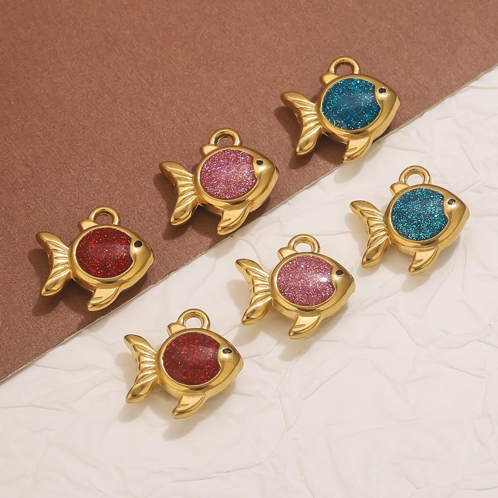 Yori 5pcs Gold Dripping Fish DIY Pendant Stainless Steel Waterproof Jewelry Cute Cartoon Pendant DIY Fun Accessories 2025 NEW