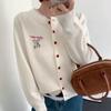Plus Size Women's New Year Round Neck Knit Cardigan with Little Horse Embroidery – Autumn/Winter Long Sleeve Top