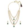 Groene Schitterende Stenen Oostenrijkse Diamanten Versierde Gelaagde Ketting & Oorbellen Set Voor Vrouwen