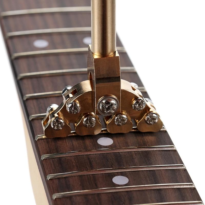 Brass Guitar Fret Press Tool Adaptive Design Suitable for Fingerboard Repair with Nonslip Grooves and Detachable Head