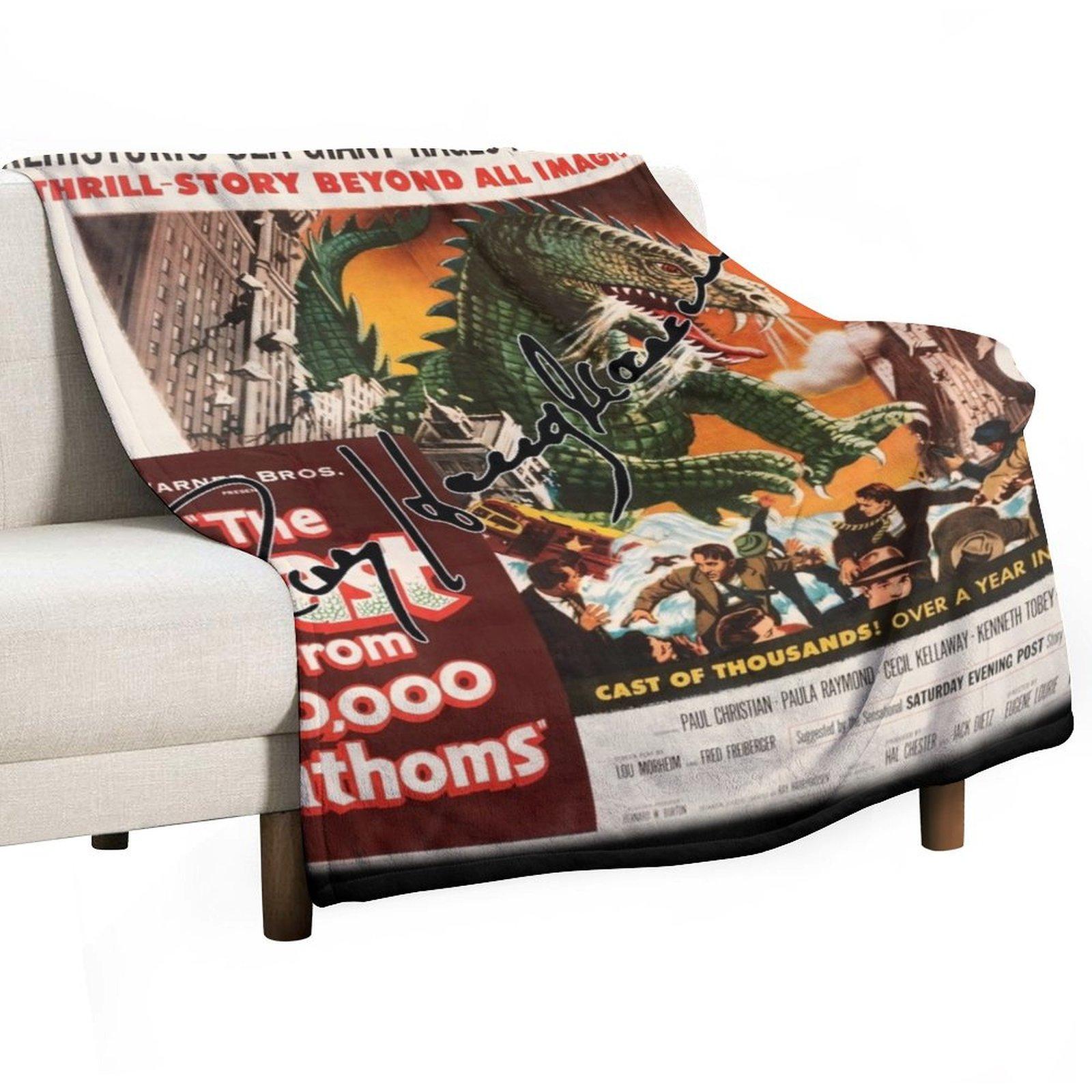 The Beast From 20,000 Fathoms, Large - Ray Harryhausen Signature. Throw Blanket Sofa Quilt Summer Beddings Weighted Blankets 30x40in