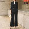 ZANZEA Women Long Sleeve Cardigan Blazer and Pants Casual Two Piece Suit Sets