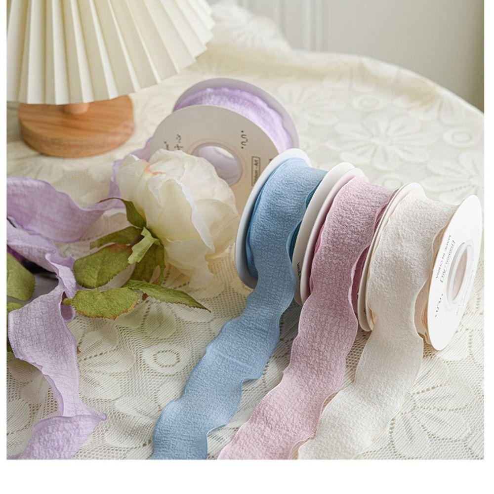 

Hair BowKnot Bouquet Decor Wrinkled Cotton Ribbon Flower Packaging Linseed Wrapping Yarn Band чорний