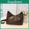 Sac cabas tendance en PU noir et marron, idéal pour les trajets quotidiens et les cours, avec un design élégant.