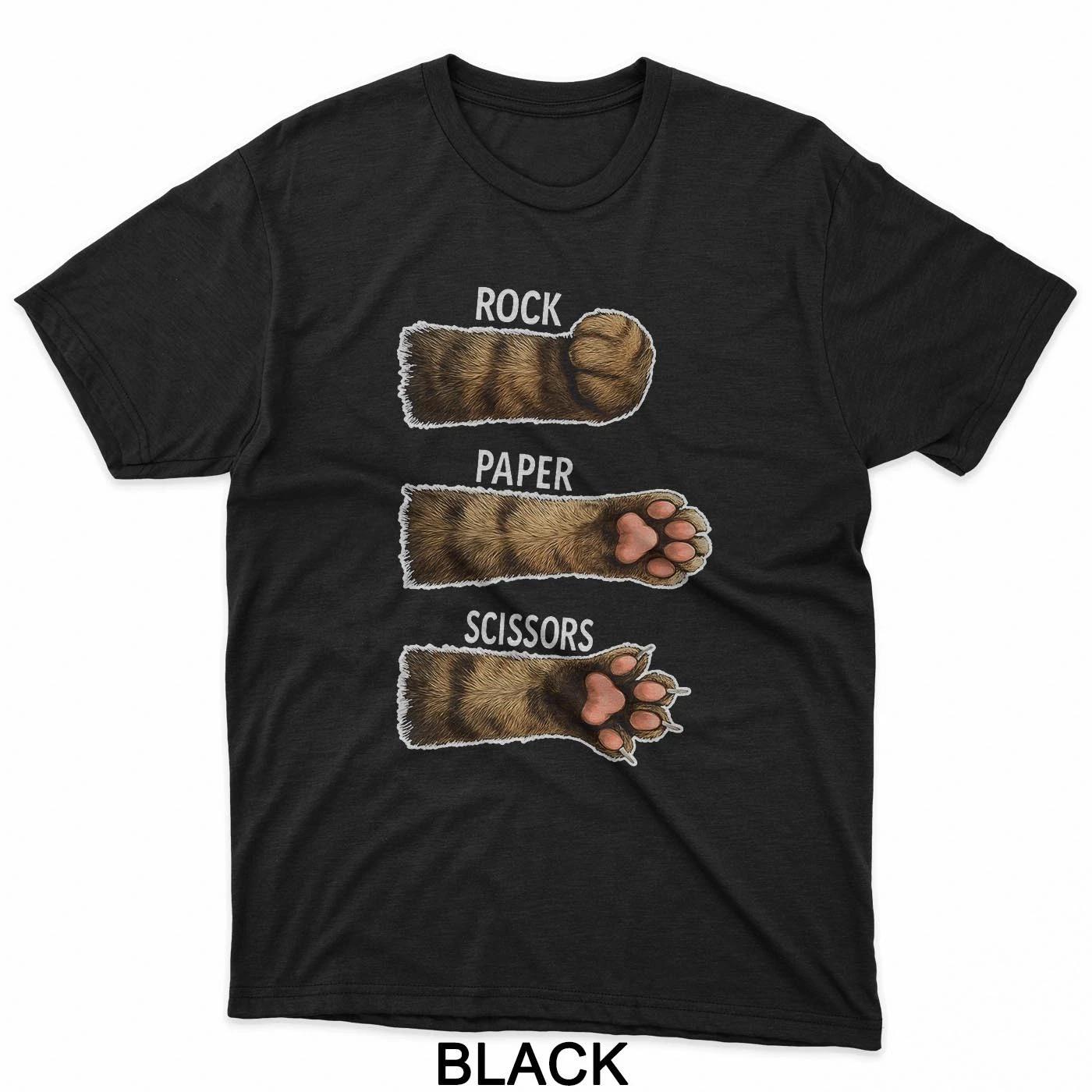 Cat Rock Paper Scissors Cat Paws Costume Funny Girls Meme T-Shirt 4XL