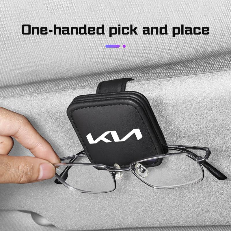 Leather Car Visor Glasses Clip For KIA Rio 5 Ceed Cerato K2 K3 K4 Sportage Picanto Optima Sorento Sunglasses Holder Accessories
