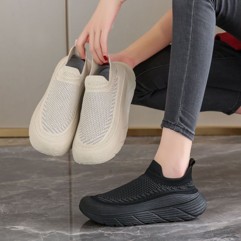 Women's Mesh Breathable Shoes Slip on High Platform Ladies Footwear Spring Autumn Y2k Fashion Walking Designer Luxury Light 39