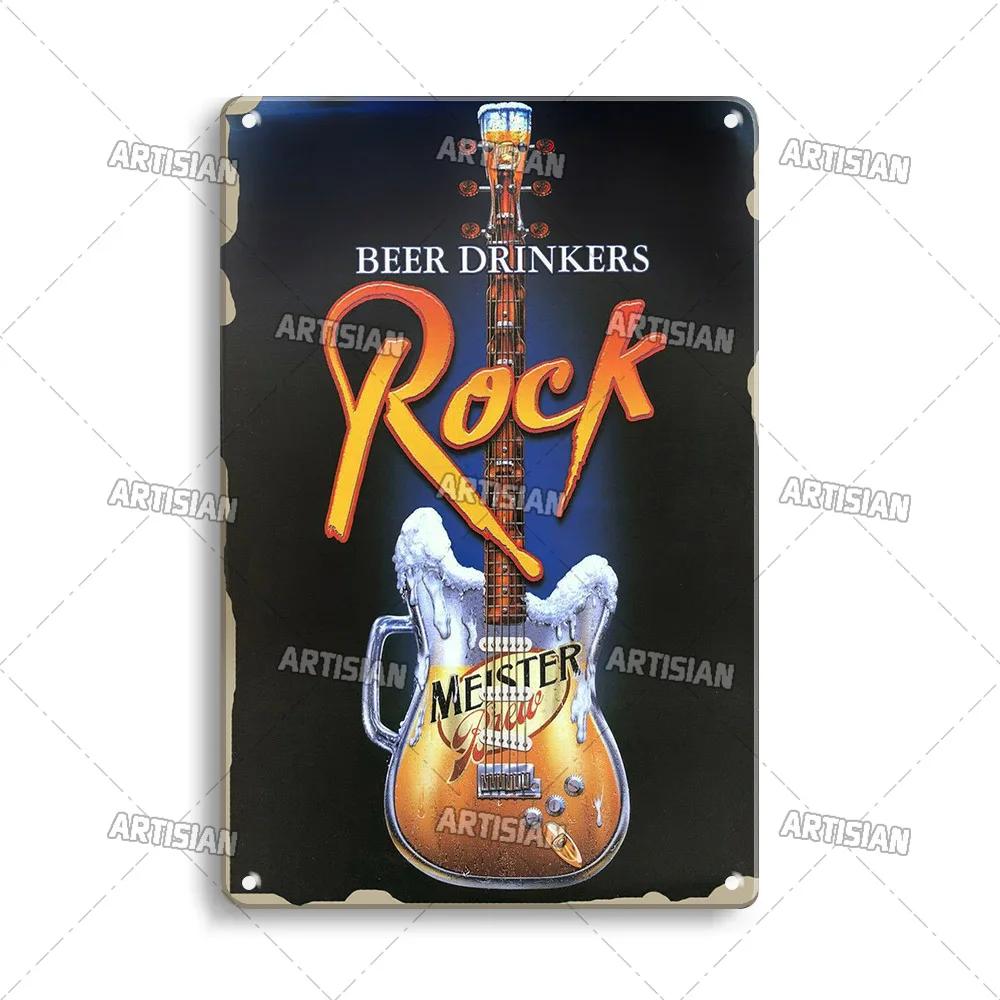Rock & Roll  Retro Metal Plaque Rock Metal  Sign Music Vintage Plate  Weathered Bar Cafe Club Industrial Decor Retro Wall Plate