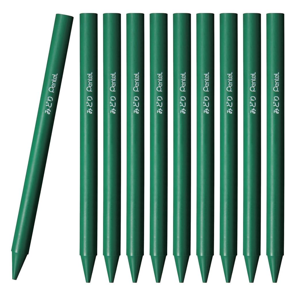 Pentel Pastick Colored Pencils for Elementary School 10 pencils Students, GC-T21R, Green,
