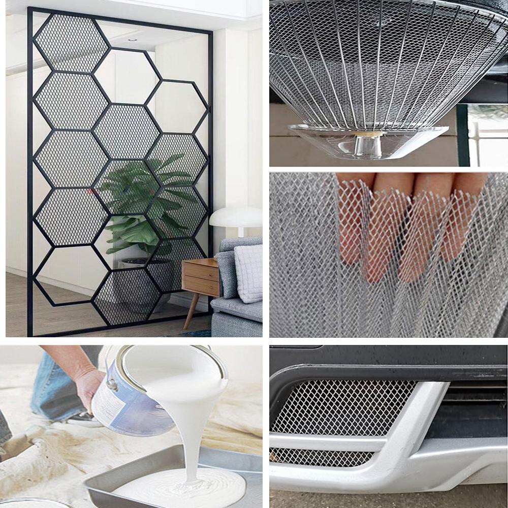 25x20cm Aluminum Mesh Small Grid Diamonds Shaped Mesh Decorative Screen Lampblack Filter Car Grill Mesh Sturdy Metal Mesh Sheets