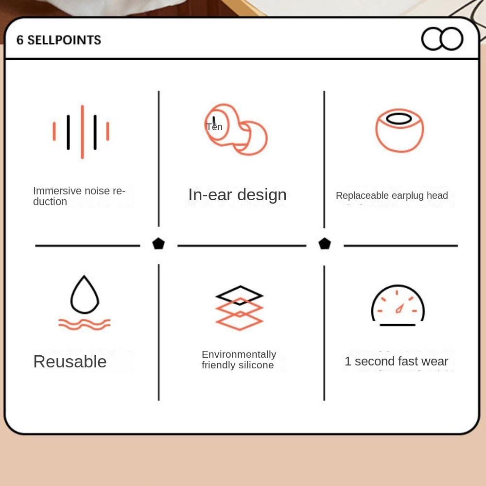 2PCS/4PCS Sound Insulation Silicone Noise Earplug Soundproof Ear Plugs Insulation Earplug  Sleep Aid