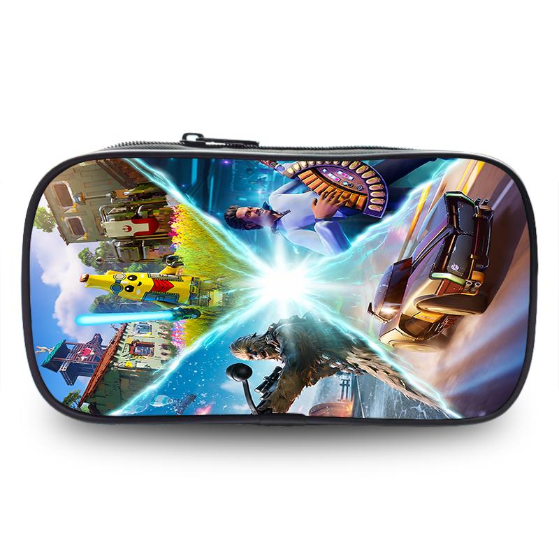 Fortnite Cartoon Lightweight Two Layer Pencil Pouch, Unisex Kids Aged 6-14 Light Portable Student School Stationery Storage Case