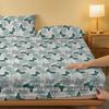 1 Simple Modern Plant Flower Butterfly Printed Matte Fitted Sheet, Bedroom Printed Bed Cover, Bedding (Excluding Pillowcases)