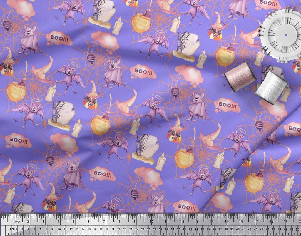 Soimoi Japan Crepe sateng stoff flaggermus, heks lue & trylledrikk Halloween dekor stoff trykt meter 42 tommer
