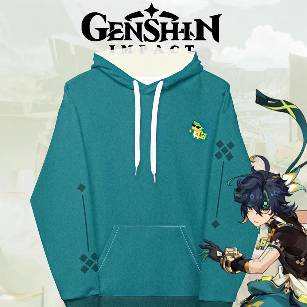 Kinich Themed Cosplay 3D Print Hoodie Game Genshin Impact Sweatshirts Fleece Long Sleeve Men/Women Pullovers Graphic Hoody