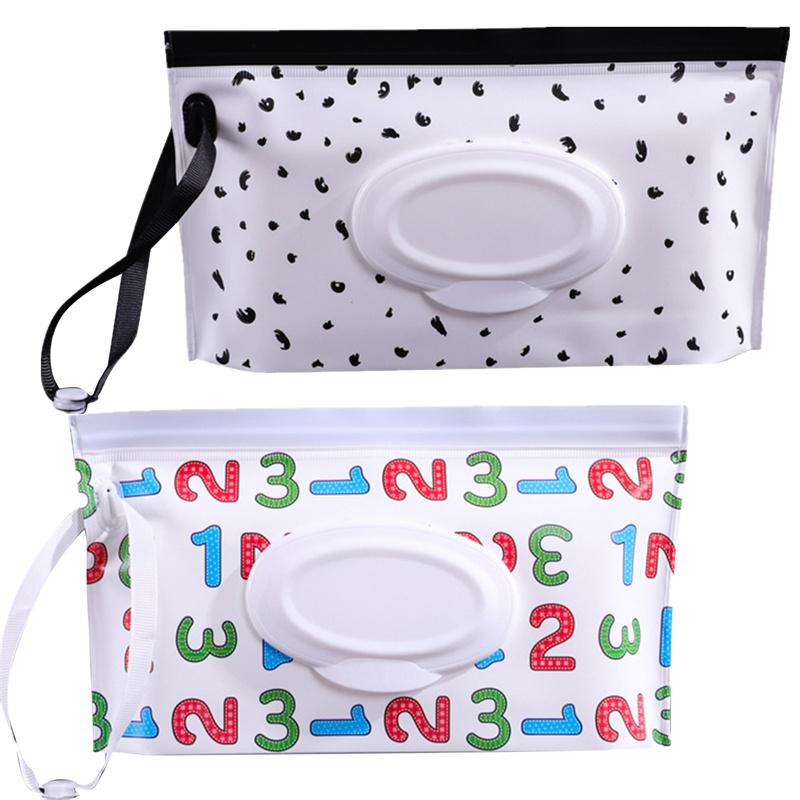 2PC EVA Portable Snap-Strap Tissue Box Wet Wipes Bag Flip Cover Cosmetic Pouch Outdoor Useful Baby Stroller Accessories