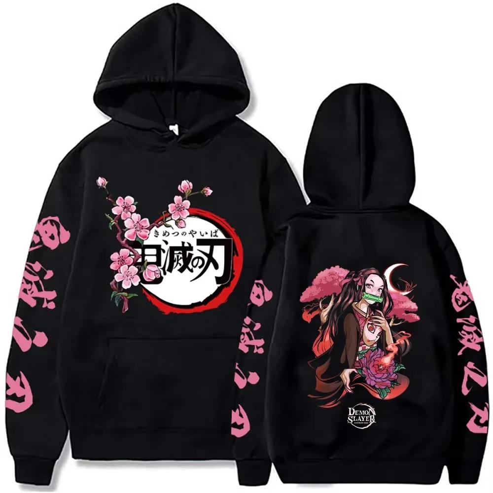 Autumn Winter Harajuku Demon Slayer Women Hoodie Kamado Nezuko Graphic Print Girl Long Sleeve Fashion Streetwear Sweatshirts