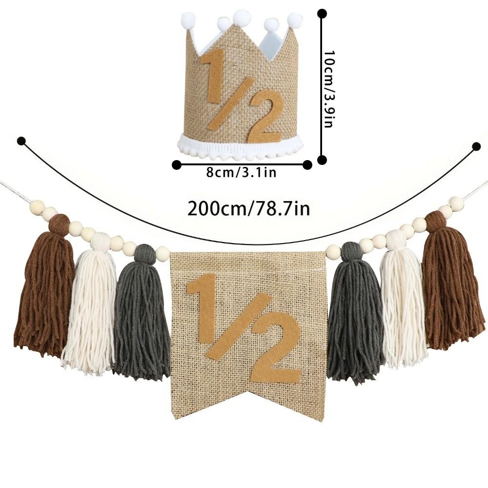 Boho 1. Geburtstag Hochstuhl Banner Garn Quaste Handgemachtes Geburtstagsbanner Leinenhut Holzperle Partydekoration Kinderparty