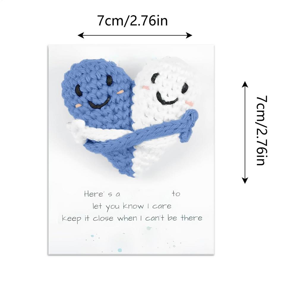 Funny Positive Crochet Doll Handmade Crochet Heart Cute Hug Heart With Encouraging Card Knitted Heart Card Party Gift Home Decor