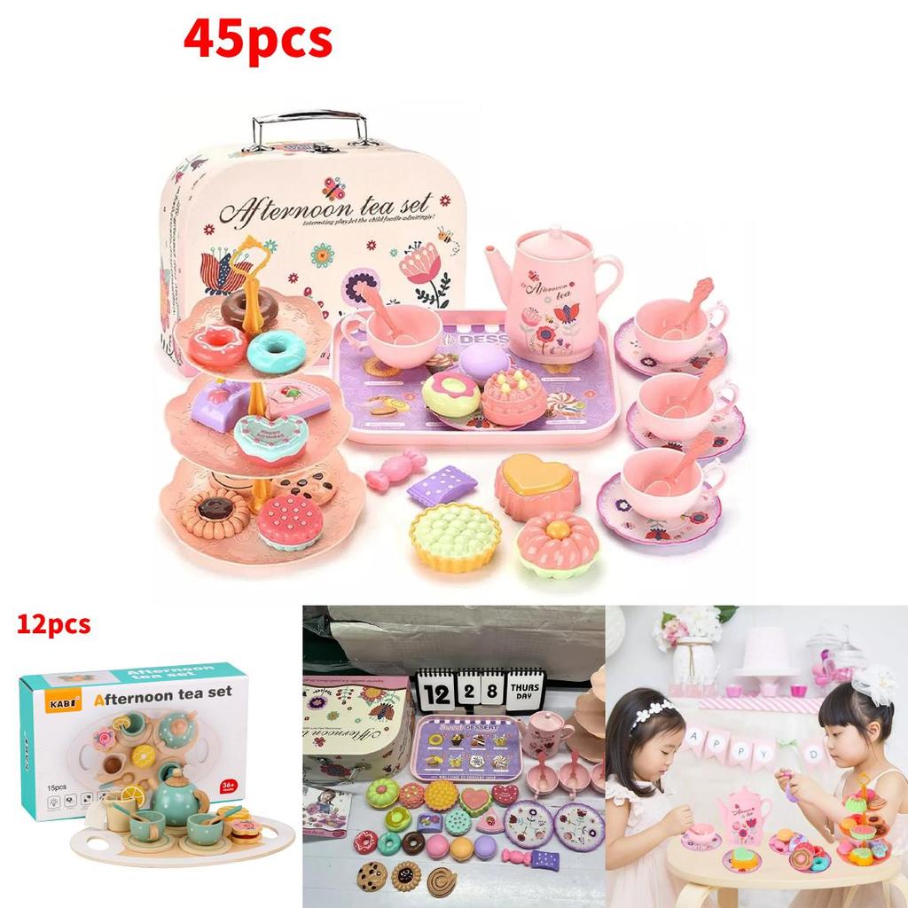 Children's Wooden Ice Cream Shop Pretend Play Dessert Set With Realistic Tea Accessories