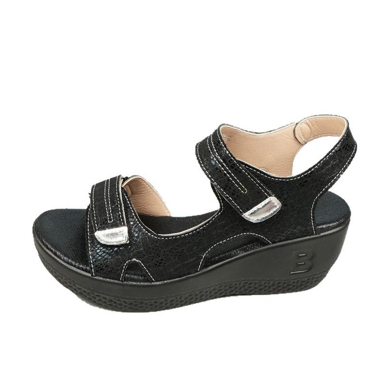 Women’s Platform Hook-and-Loop Slide Sandals Open-Toe Summer Shoes