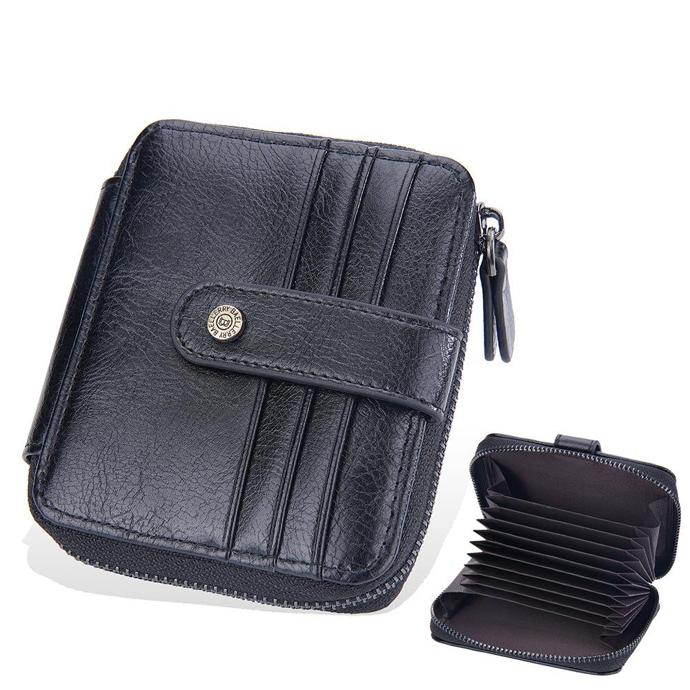 Новый мужской кошелек Европейский и американский ретро на молнии кошелек для мелочи кожа масло воск органайзер для карт мужской