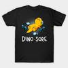 T-shirt da Uomo Nera Stampata Dinosauro Sore Divertente Dinosauro Allenamento Palestra Fitness Sollevamento Stampa su Carta Transfer senza Taglio T-shirt in Cotone