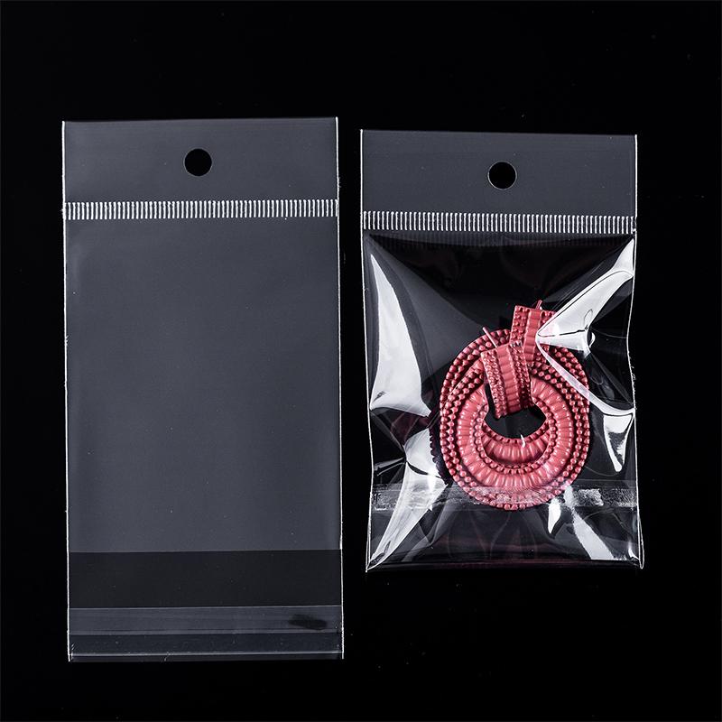 100Pcs Transparent Self Adhesive Packaging Bag Plastic Hanging Opp Pouches Seal Gift Bags For Jewelry Display Retail Packing