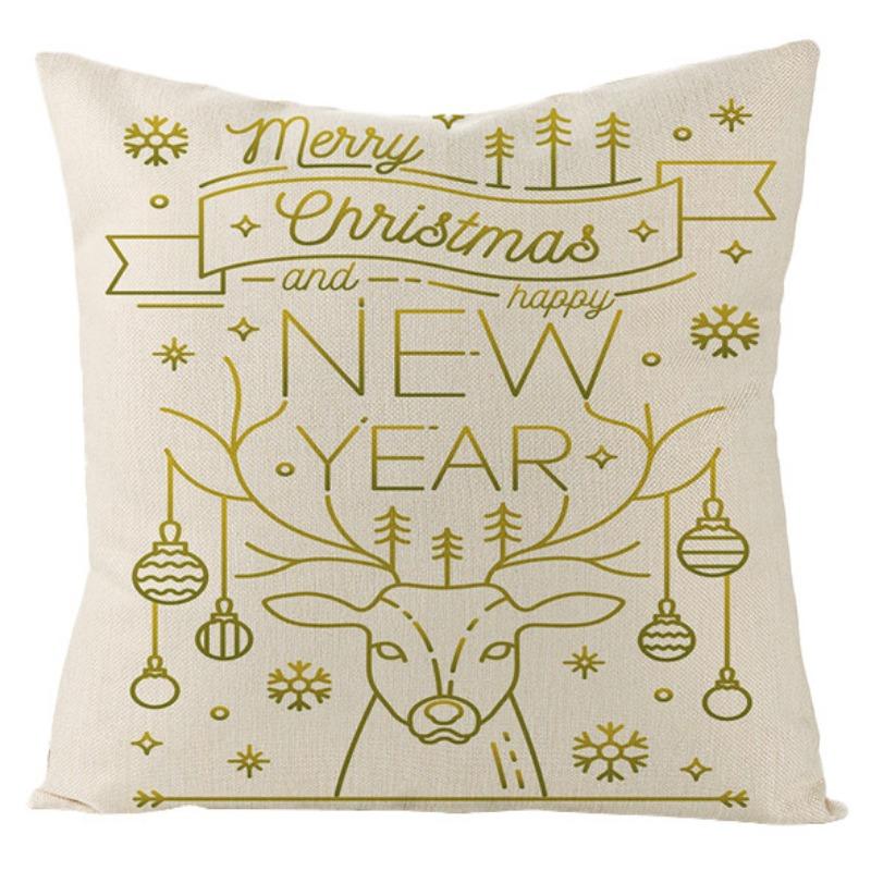 New Christmas Snowman Christmas Tree Linen Pillow Cover Festive Home Sofa Pillow Cover