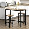 120x60cm Bar Table Set, Breakfast Table with 2 Stools, 3-Piece Counter Height Dining Table & Chairs for Kitchen, Living Room, Rustic Brown