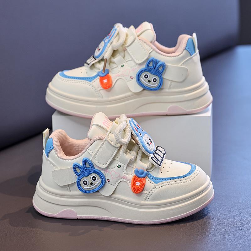 Girls' Cartoon Non-Slip Casual Skate Shoes - Spring 2026 Soft Sole White Sneakers