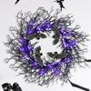 Halloween Branch Wreath Artificial Black Twig Wreath Signs Halloween Party Gothic Branch Props For Wall Window Porch Tree Patio