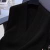 Knitted V-Neck Wool Fleece Sleeveless Vest - Minimalist Style for Autumn/Winter